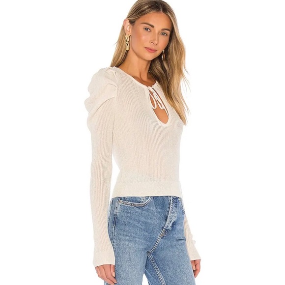 New MAJORELLE Gemma Cream Sparkle Long Sleeve Top Size XXS - Picture 4 of 11